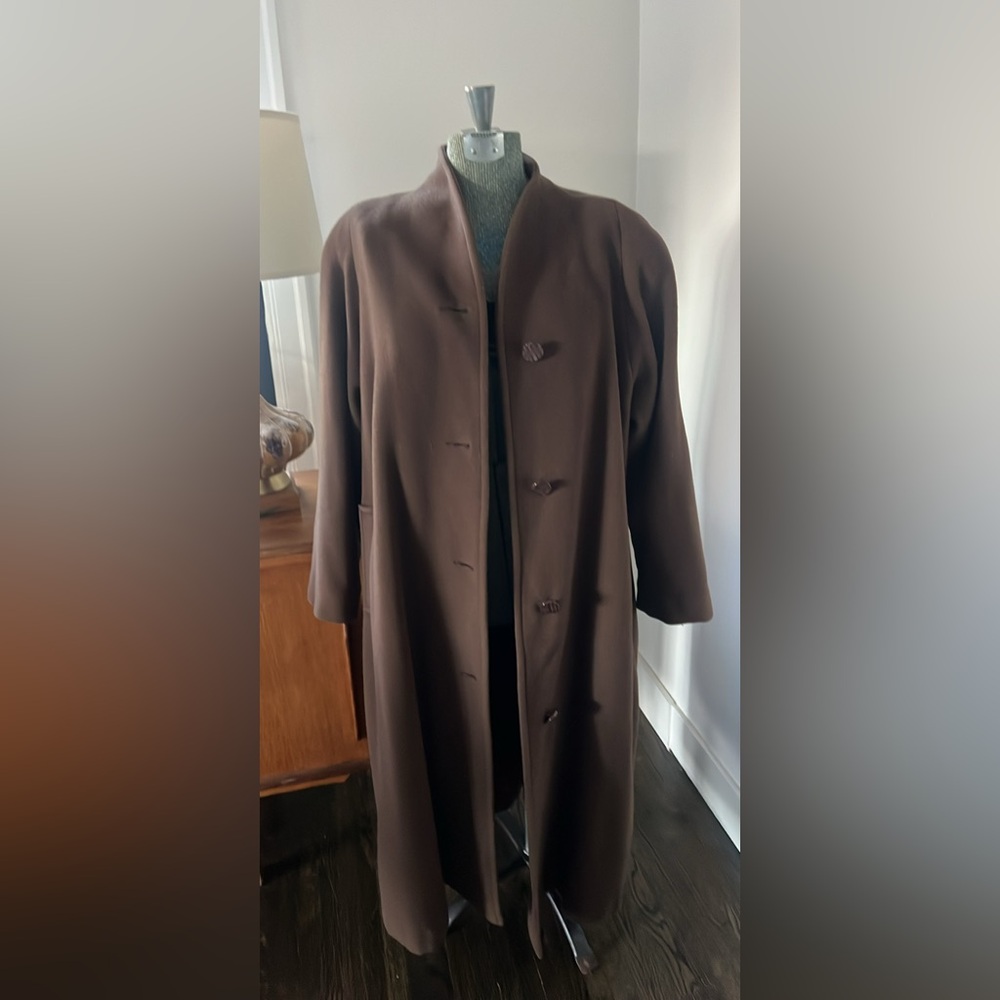 Vintage Brown 100% Wool Overcoat